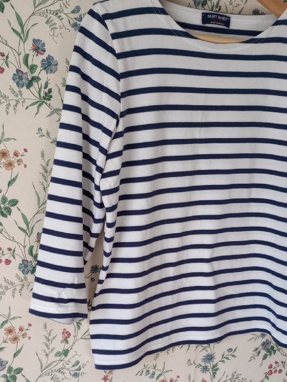 Saint James Meridien Striped Cotton Boat Neck Top Navy White Made in France S - Picture 6 of 14